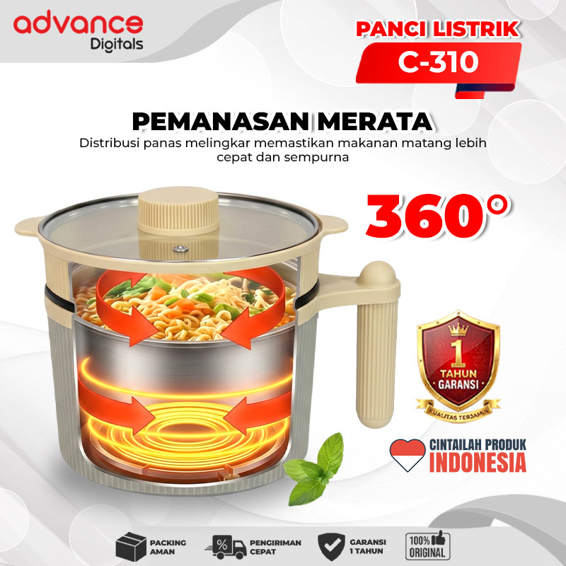 Advance Digitals C-310 Panci Listrik Elektrik Multifungsi 1.6L Steamer Warmer Cooker Stainless Steel Garansi Resmi 1 Tahun