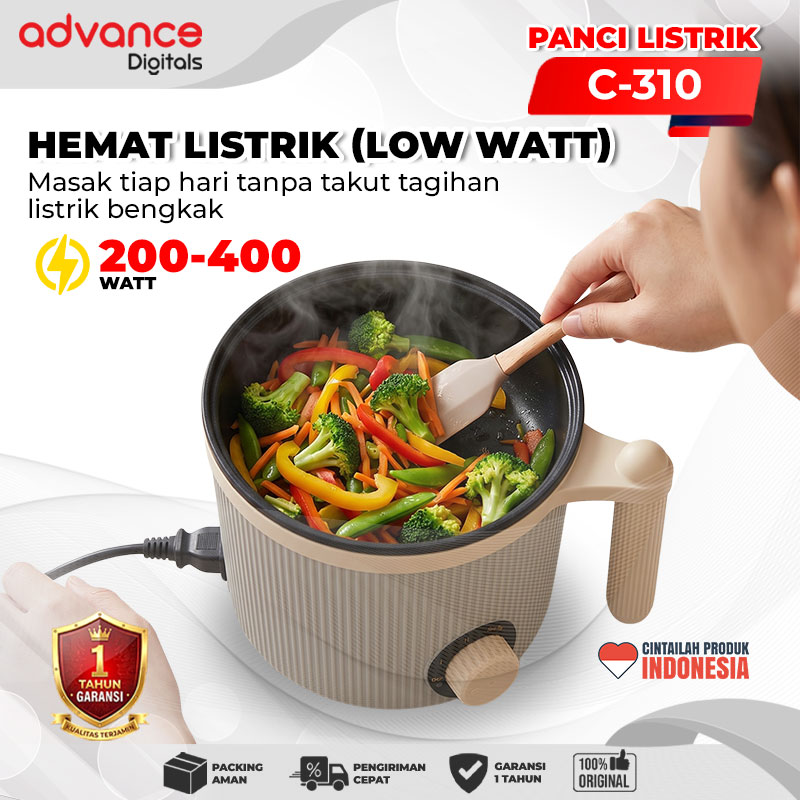 Advance Digitals C-310 Panci Listrik Elektrik Multifungsi 1.6L Steamer Warmer Cooker Stainless Steel Garansi Resmi 1 Tahun