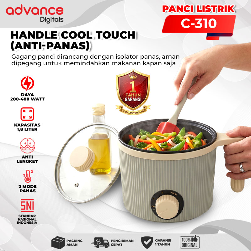 Advance Digitals C-310 Panci Listrik Elektrik Multifungsi 1.6L Steamer Warmer Cooker Stainless Steel Garansi Resmi 1 Tahun