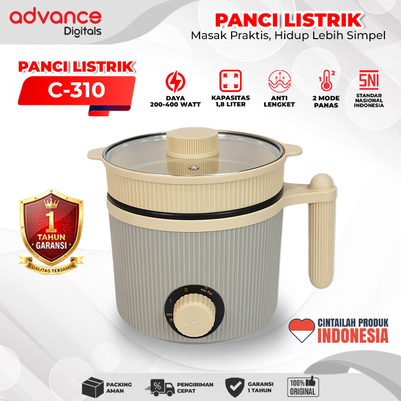 Advance Digitals C-310 Panci Listrik Elektrik Multifungsi 1.6L Steamer Warmer Cooker Stainless Steel Garansi Resmi 1 Tahun