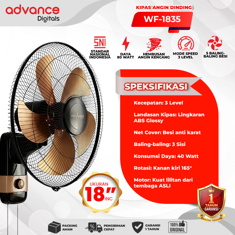 Advance Digitals Kipas Angin Dinding WF-1835 18inch 80 Watt Garansi 1 Tahun
