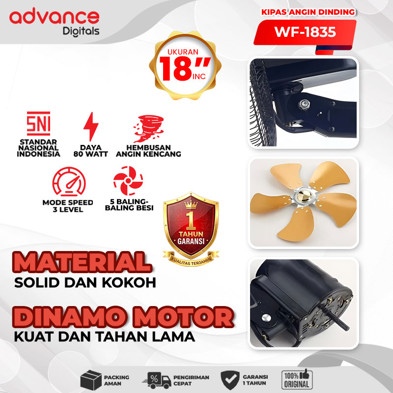 Advance Digitals Kipas Angin Dinding WF-1835 18inch 80 Watt Garansi 1 Tahun