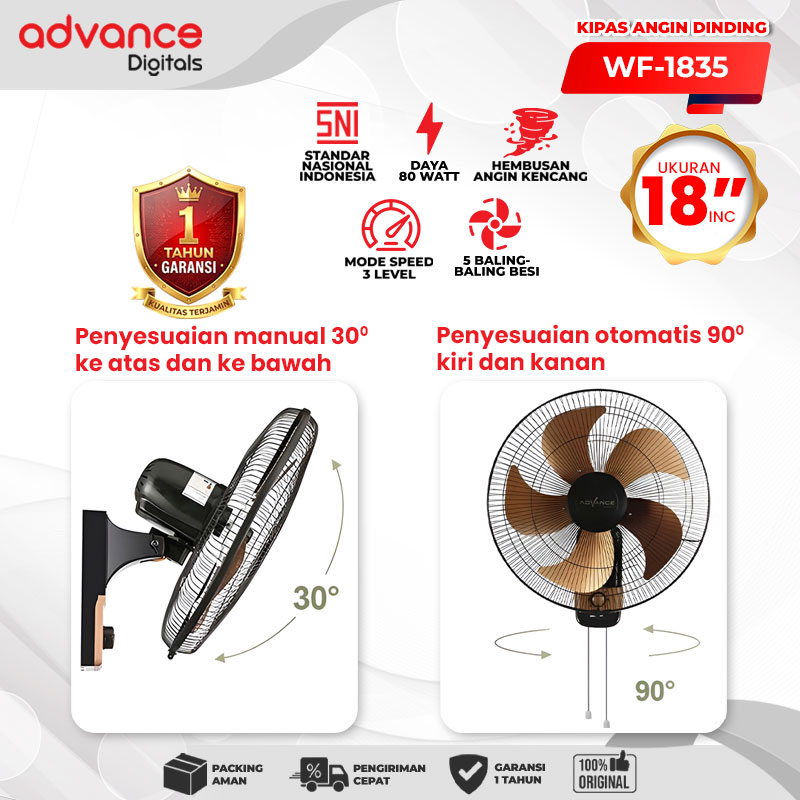Advance Digitals Kipas Angin Dinding WF-1835 18inch 80 Watt Garansi 1 Tahun