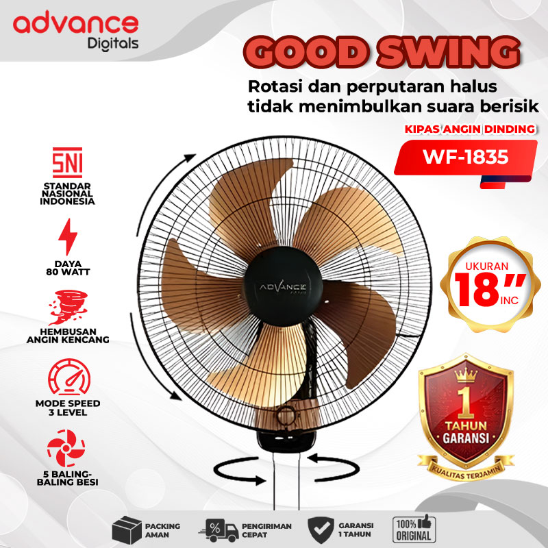 Advance Digitals Kipas Angin Dinding WF-1835 18inch 80 Watt Garansi 1 Tahun