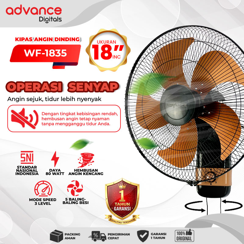 Advance Digitals Kipas Angin Dinding WF-1835 18inch 80 Watt Garansi 1 Tahun