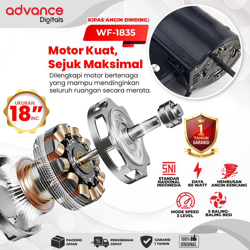 Advance Digitals Kipas Angin Dinding WF-1835 18inch 80 Watt Garansi 1 Tahun