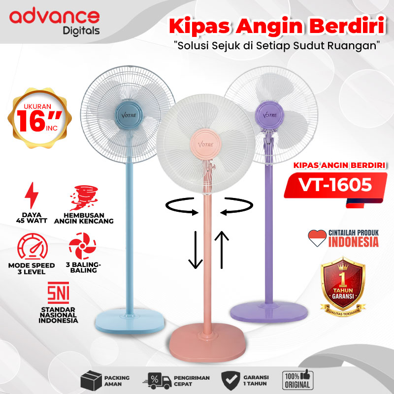 VOTRE Kipas Angin Berdiri Stand Fan VT1605 Votre 16 inch Garansi 12 Bulan