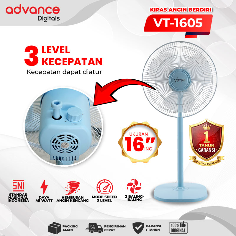 VOTRE Kipas Angin Berdiri Stand Fan VT1605 Votre 16 inch Garansi 12 Bulan