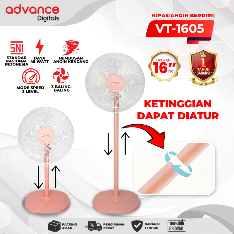 VOTRE Kipas Angin Berdiri Stand Fan VT1605 Votre 16 inch Garansi 12 Bulan