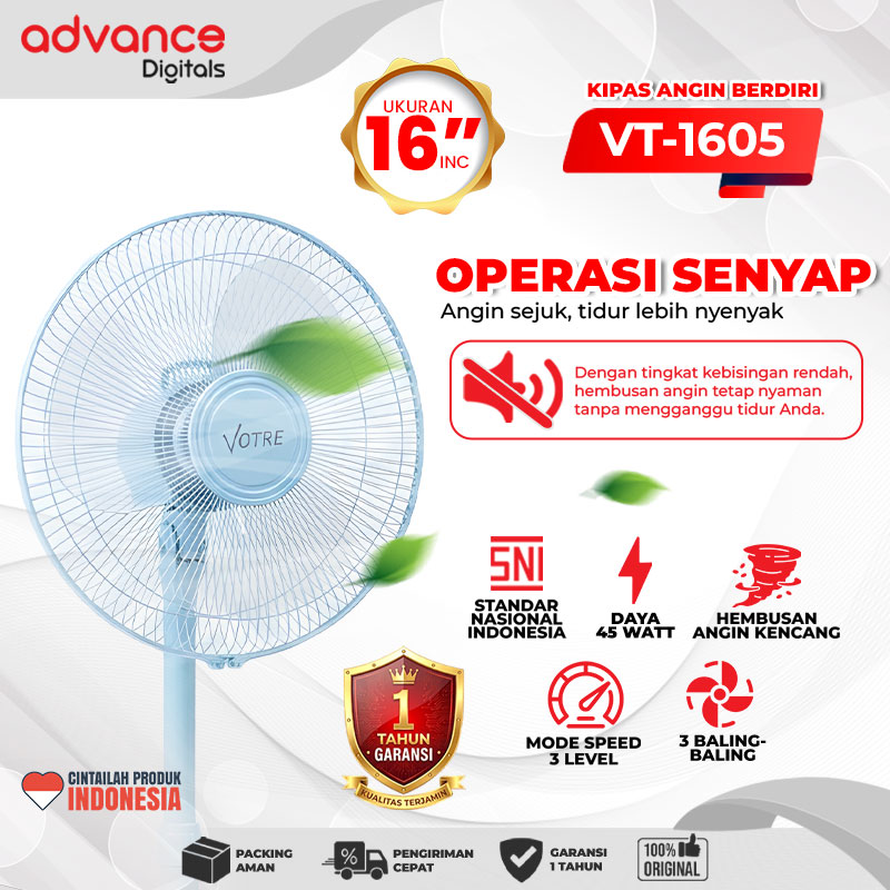 VOTRE Kipas Angin Berdiri Stand Fan VT1605 Votre 16 inch Garansi 12 Bulan