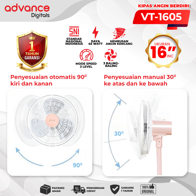 VOTRE Kipas Angin Berdiri Stand Fan VT1605 Votre 16 inch Garansi 12 Bulan