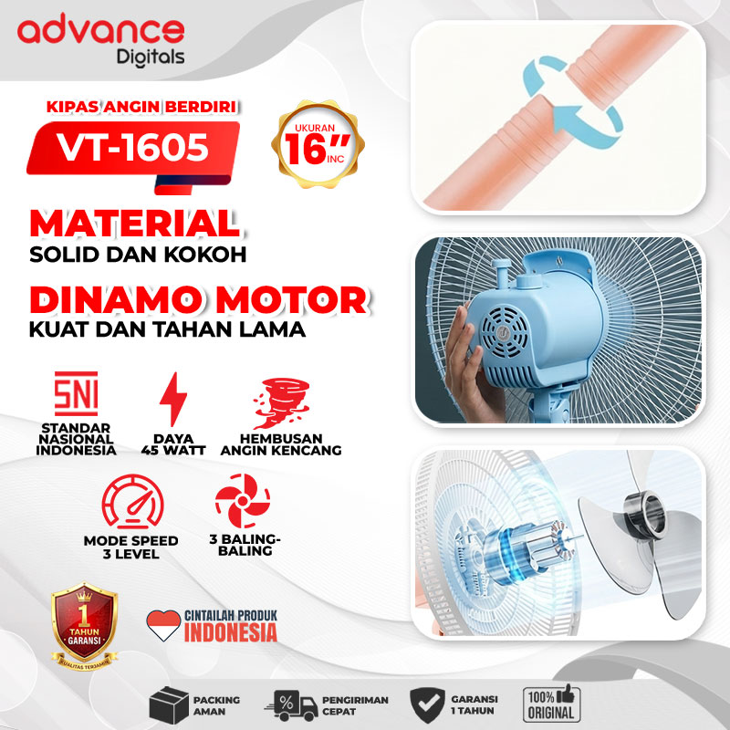VOTRE Kipas Angin Berdiri Stand Fan VT1605 Votre 16 inch Garansi 12 Bulan