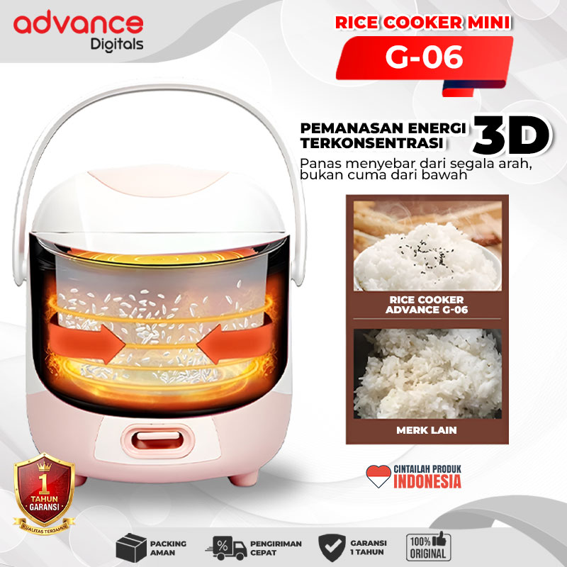 Advance Digitals G06 Rice Cooker Elektrik Penanak Nasi Multifungs Pemasak Nasi 0.6 L / Garansi Resmi 1 Tahun