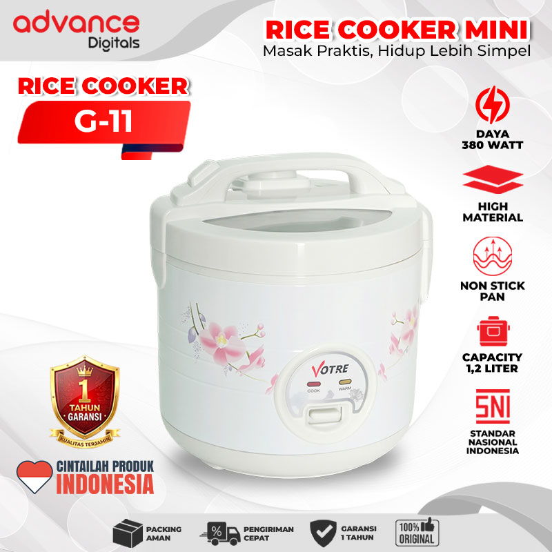 VOTRE Penanak Nasi G11 Rice Cooker 1.2 Liter Magic Com G 11 Tutup Kaca Transparan Garansi 12 Bulan