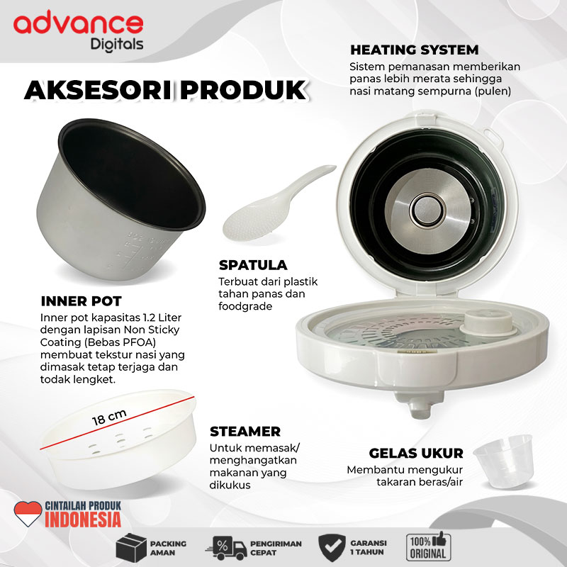 VOTRE Penanak Nasi G11 Rice Cooker 1.2 Liter Magic Com G 11 Tutup Kaca Transparan Garansi 12 Bulan