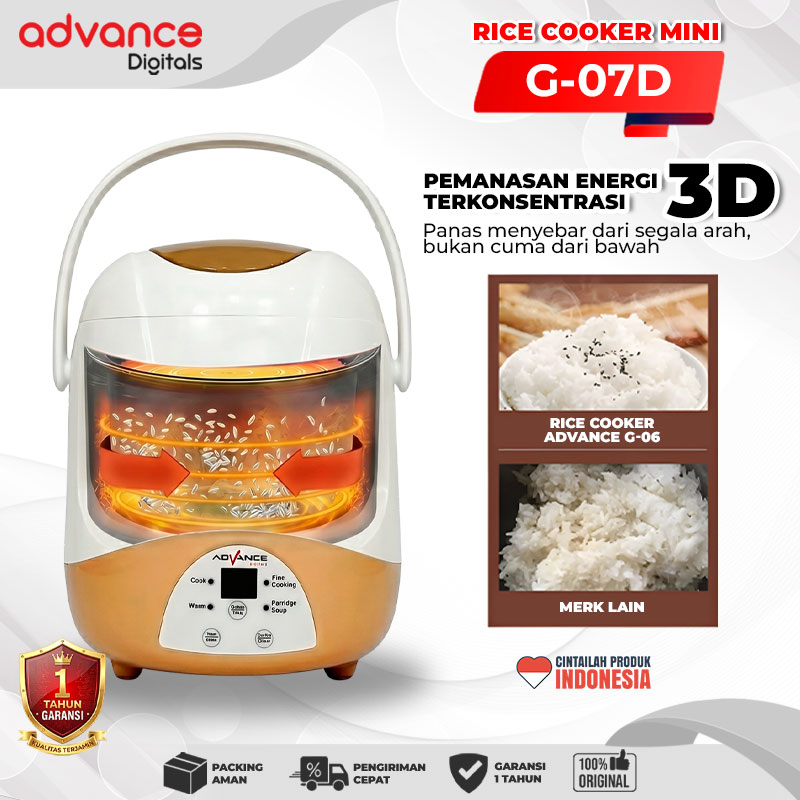 Advance Digitals G-07D Rice Cooker Elektrik Penanak Nasi Multifungsi 0.7 L Garansi Resmi 1 Tahun