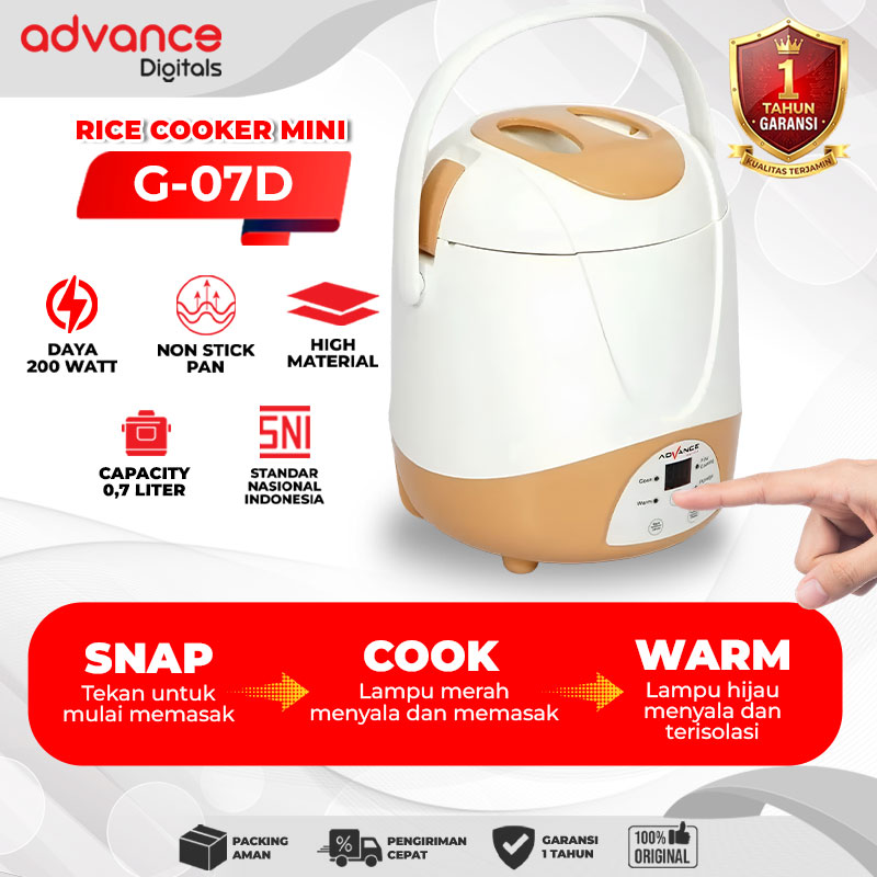 Advance Digitals G-07D Rice Cooker Elektrik Penanak Nasi Multifungsi 0.7 L Garansi Resmi 1 Tahun