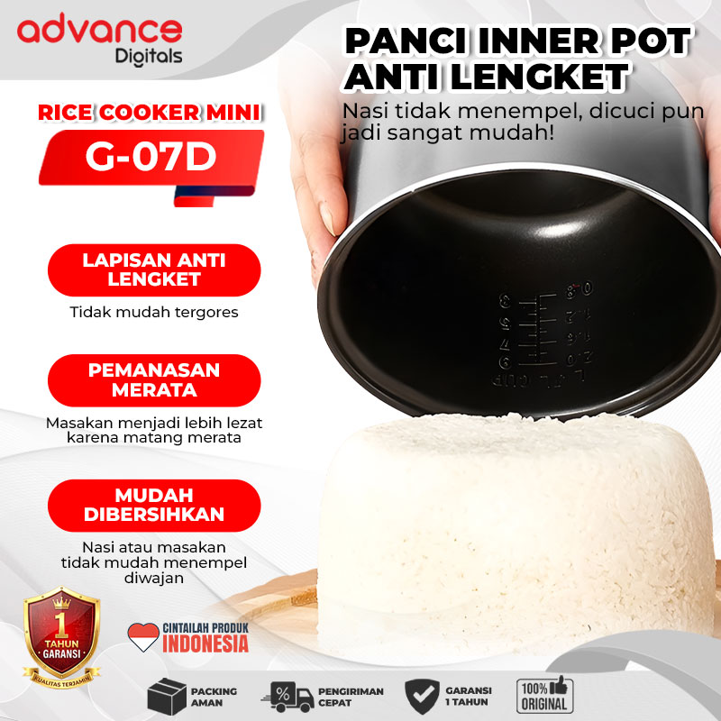 Advance Digitals G-07D Rice Cooker Elektrik Penanak Nasi Multifungsi 0.7 L Garansi Resmi 1 Tahun