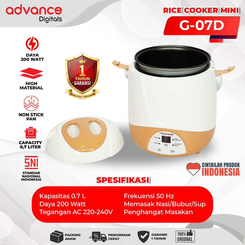 Advance Digitals G-07D Rice Cooker Elektrik Penanak Nasi Multifungsi 0.7 L Garansi Resmi 1 Tahun