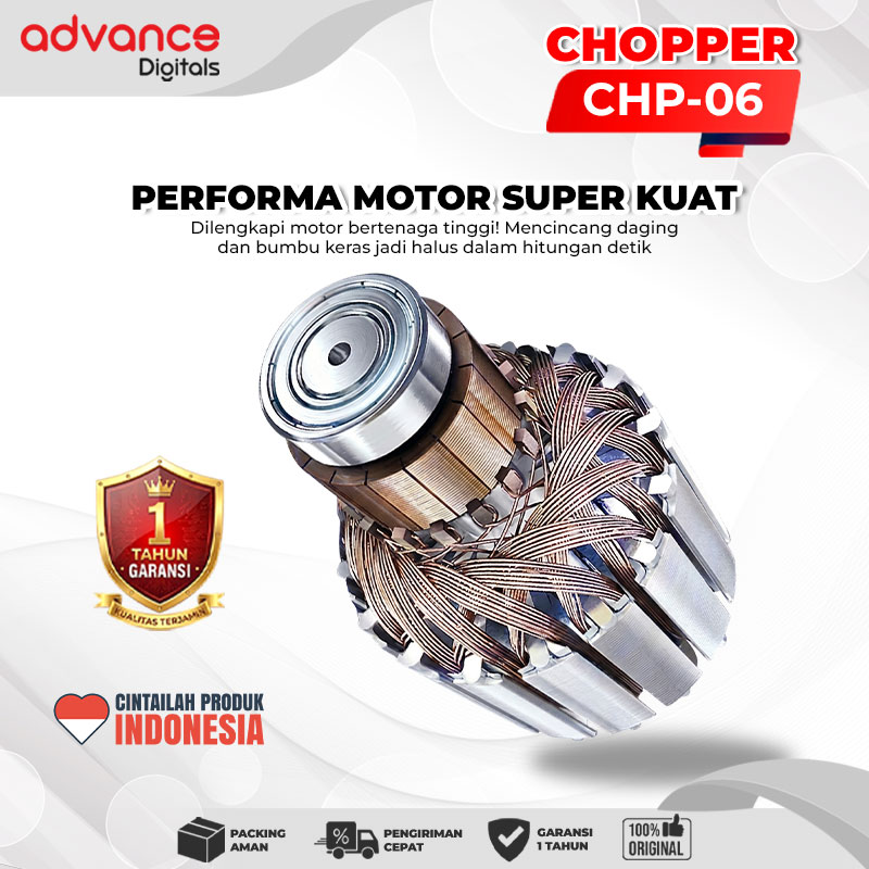 Advance Digitals CHP-06 Chopper 0.6 Liter 350 Watt Penggiling Daging / Bumbu Masakan Garansi Resmi 1 Tahun