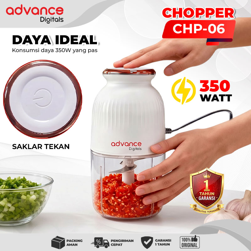 Advance Digitals CHP-06 Chopper 0.6 Liter 350 Watt Penggiling Daging / Bumbu Masakan Garansi Resmi 1 Tahun