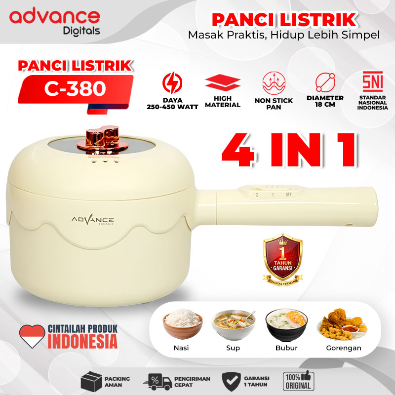 Advance Digitals C-380 Panci Listrik 1,8 Liter 450 Watt Panci Serbaguna Garansi Resmi 1 Tahun