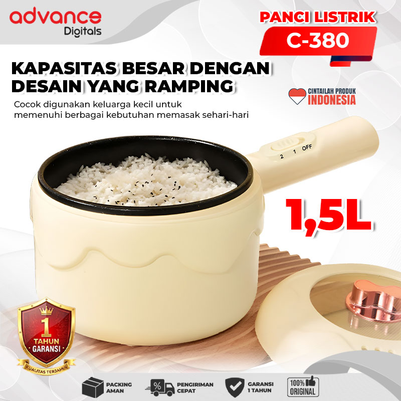 Advance Digitals C-380 Panci Listrik 1,8 Liter 450 Watt Panci Serbaguna Garansi Resmi 1 Tahun