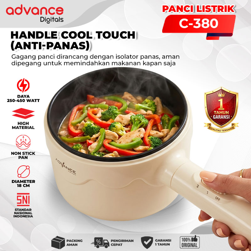 Advance Digitals C-380 Panci Listrik 1,8 Liter 450 Watt Panci Serbaguna Garansi Resmi 1 Tahun