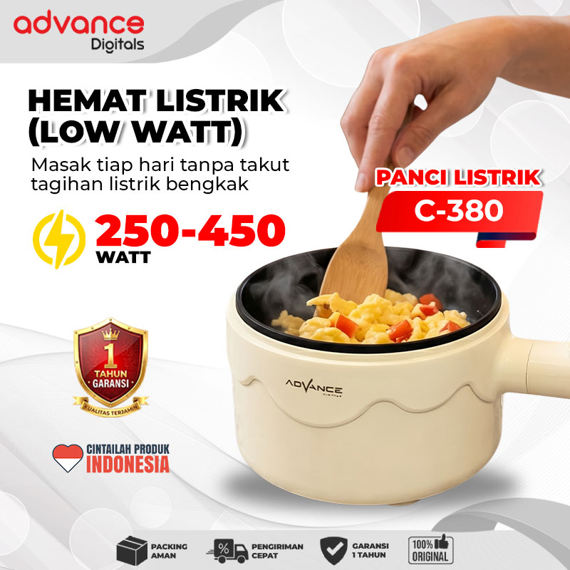 Advance Digitals C-380 Panci Listrik 1,8 Liter 450 Watt Panci Serbaguna Garansi Resmi 1 Tahun