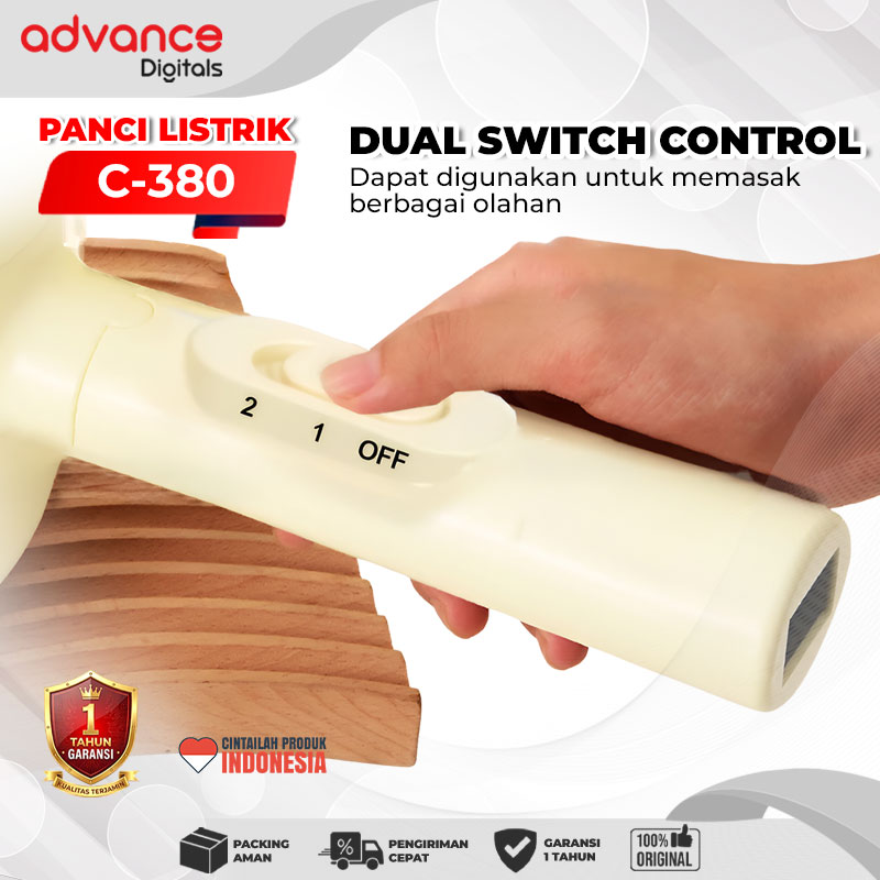 Advance Digitals C-380 Panci Listrik 1,8 Liter 450 Watt Panci Serbaguna Garansi Resmi 1 Tahun