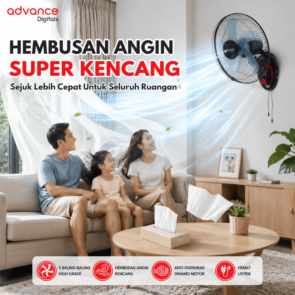 Advance Digitals WF-1605 Kipas Angin Dinding 40 Watt 16 inch Garansi Resmi 1 Tahun Kipas angin dingin advance
