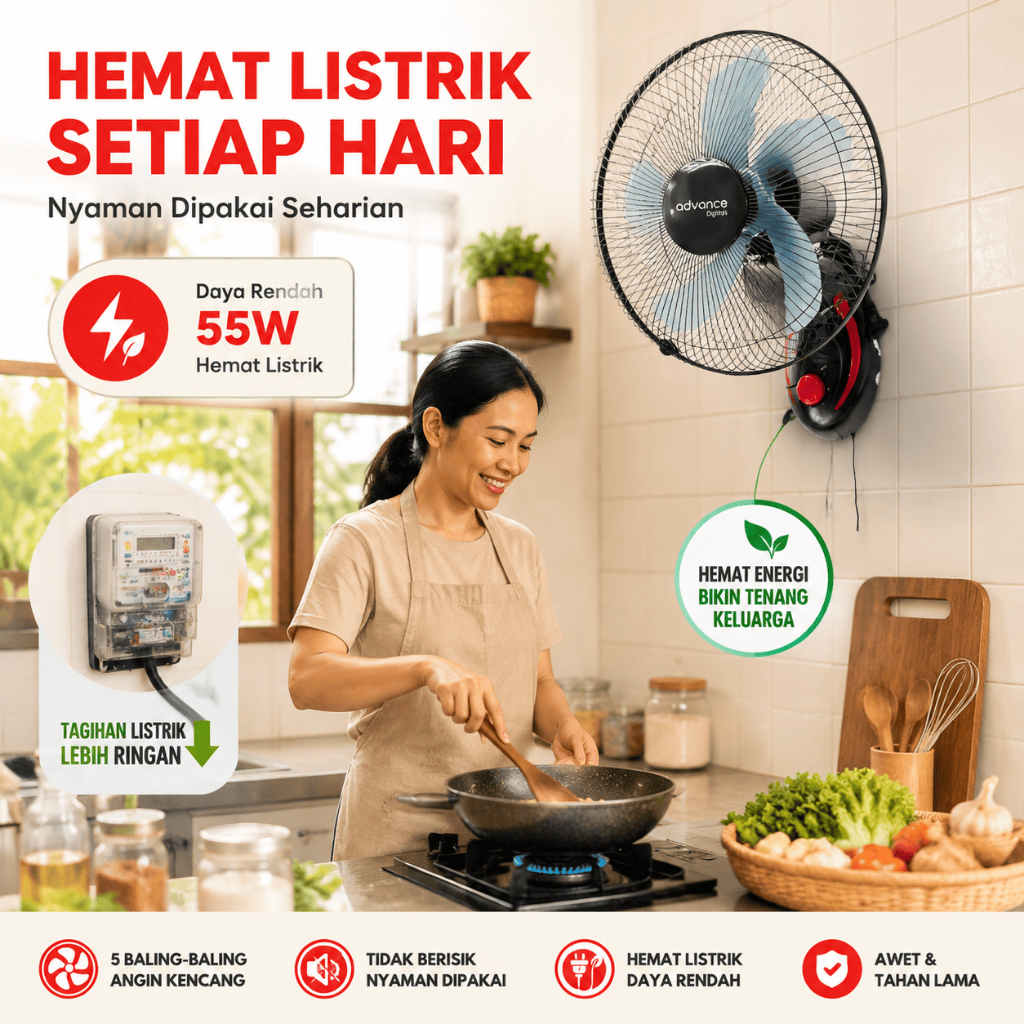 Advance Digitals WF-1605 Kipas Angin Dinding 40 Watt 16 inch Garansi Resmi 1 Tahun Kipas angin dingin advance