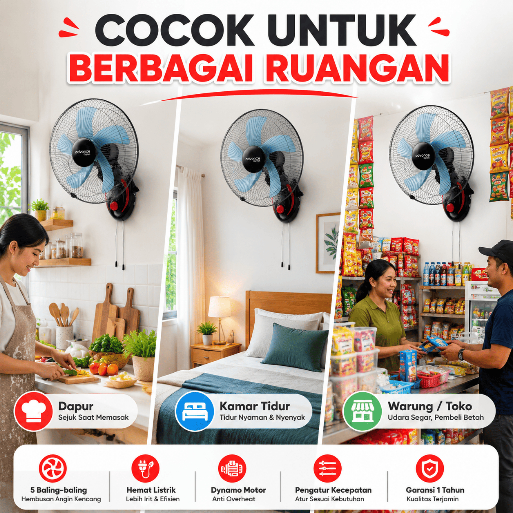 Advance Digitals WF-1605 Kipas Angin Dinding 40 Watt 16 inch Garansi Resmi 1 Tahun Kipas angin dingin advance