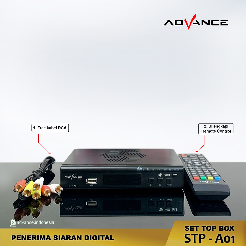 Advance Digitals STP A01 STB TV DIGITAL Garansi Resmi 1 Tahun/STB Digital DVBT2 Full HD/Receiver Set Top Box