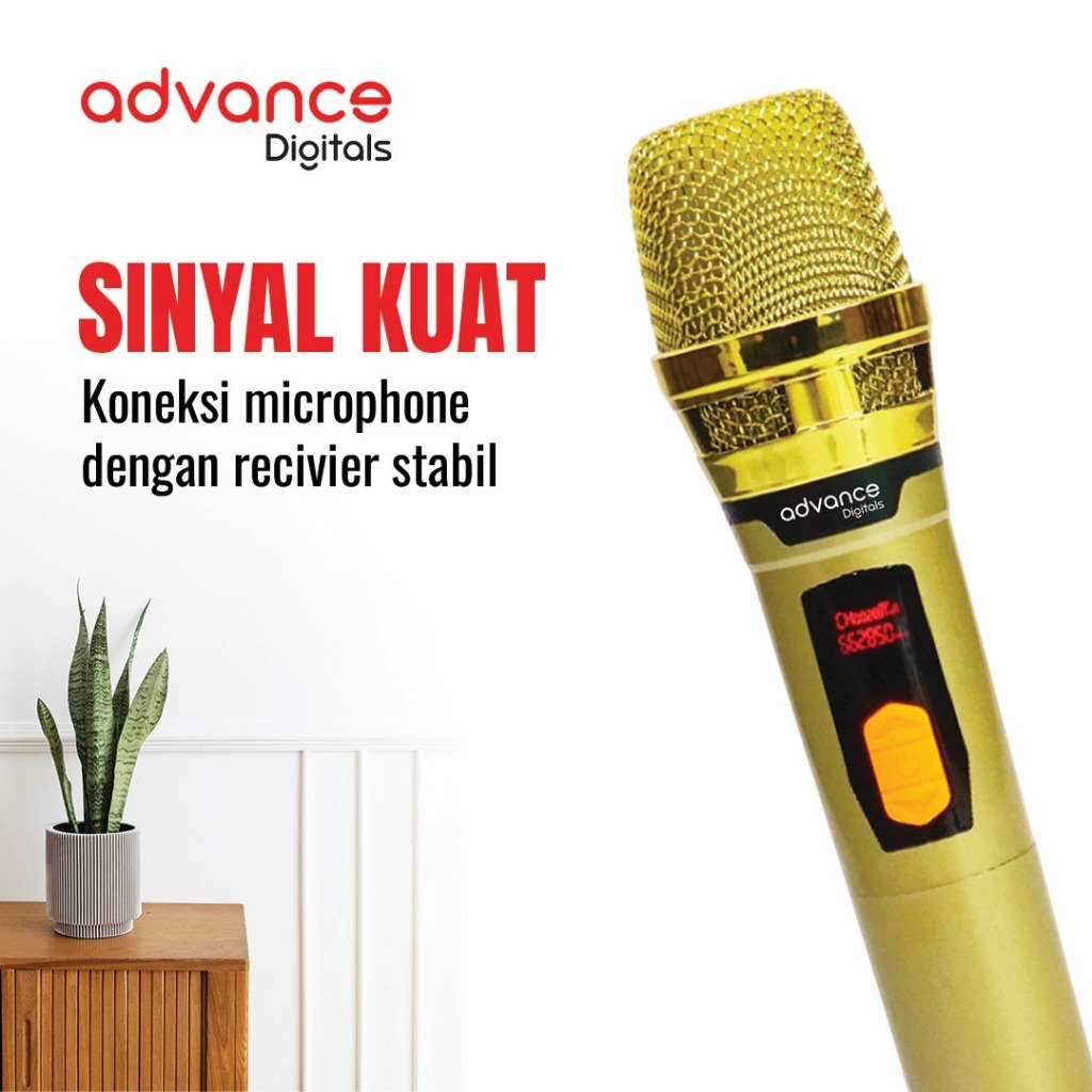 Advance Digitals MIC-206 Double Microphone Wireless UHF Recharger Bisa untuk Souncard/Speaker Garansi 1 Tahun