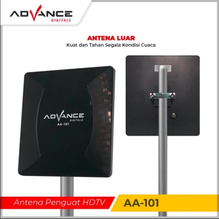 Advance Digitals Antena TV Indoor atau Outdoor Advance AA-101 Garansi Resmi 1 Tahun Penguat HDTV Digital Bisa Untuk TV tabung dan LED TV / AA101 Antena Dalam dan Luar Ruangan Sudah ada bracket untuk tiang antena AA101