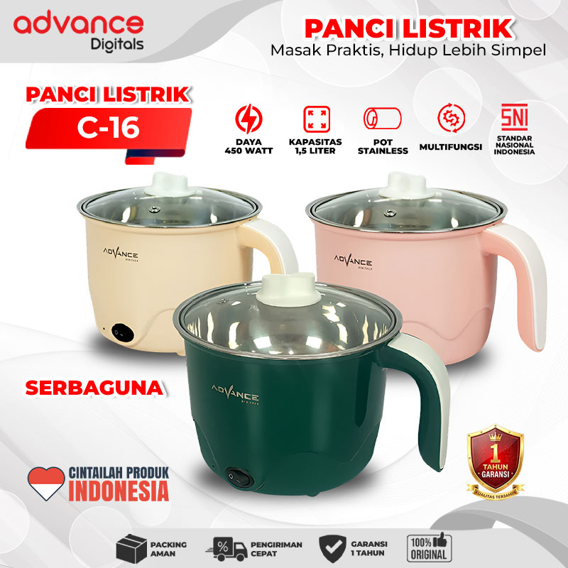 Advance Digitals Panci Listrik C-16 Listrik Multifungsi Stainless Steel Garansi 12 Bulan