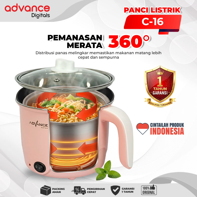 Advance Digitals Panci Listrik C-16 Listrik Multifungsi Stainless Steel Garansi 12 Bulan