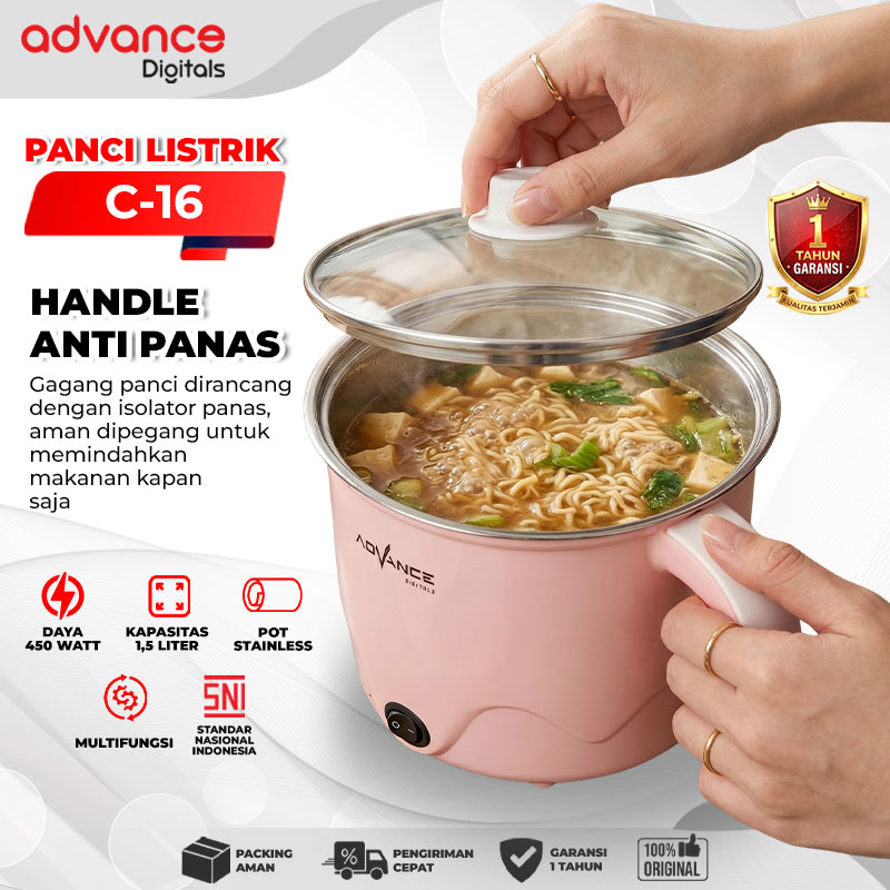 Advance Digitals Panci Listrik C-16 Listrik Multifungsi Stainless Steel Garansi 12 Bulan