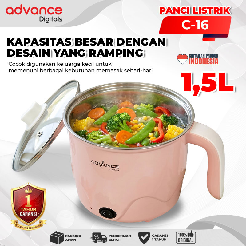Advance Digitals Panci Listrik C-16 Listrik Multifungsi Stainless Steel Garansi 12 Bulan