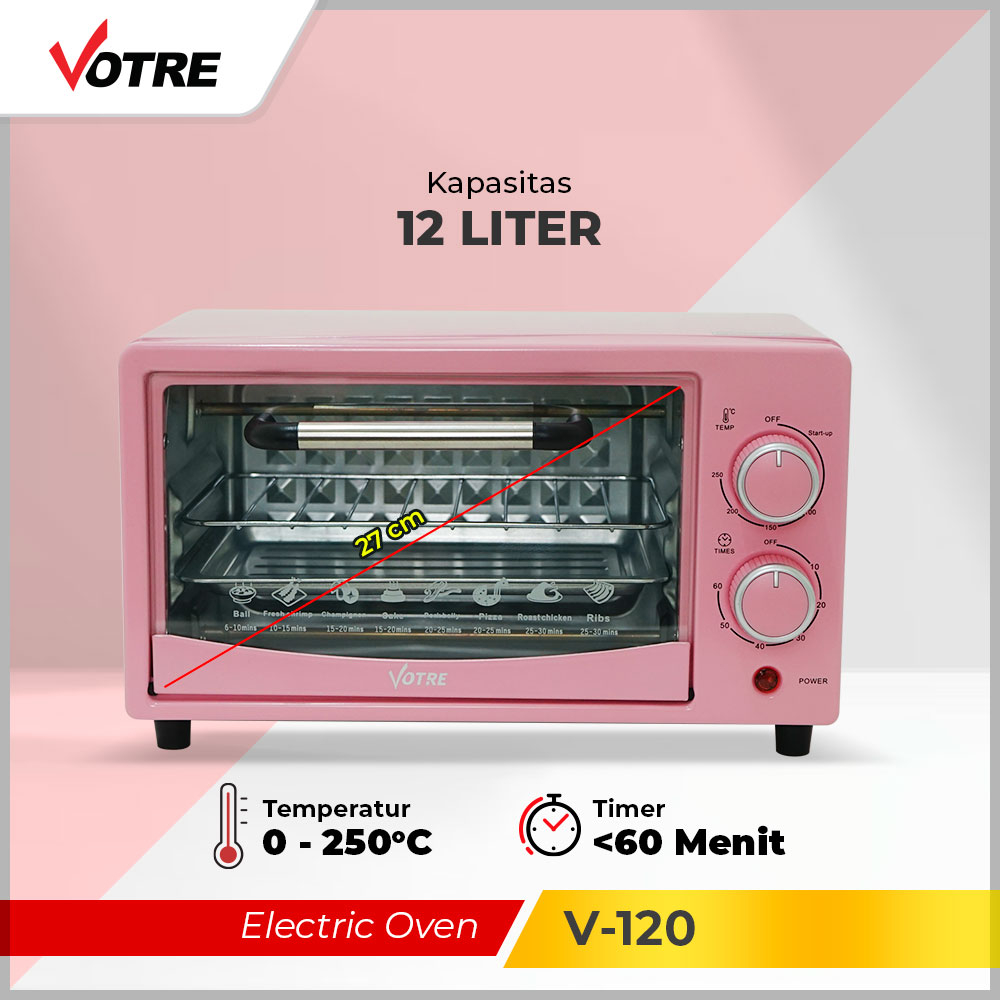 Votre Oven Listrik V-120 Pemanggang 12 Liter 2 Element 400 Watt Garansi Resmi 12 Bulan