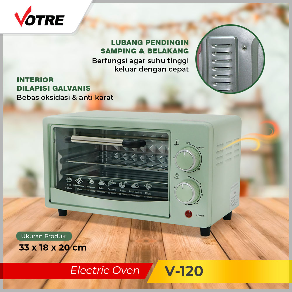 Votre Oven Listrik V-120 Pemanggang 12 Liter 2 Element 400 Watt Garansi Resmi 12 Bulan