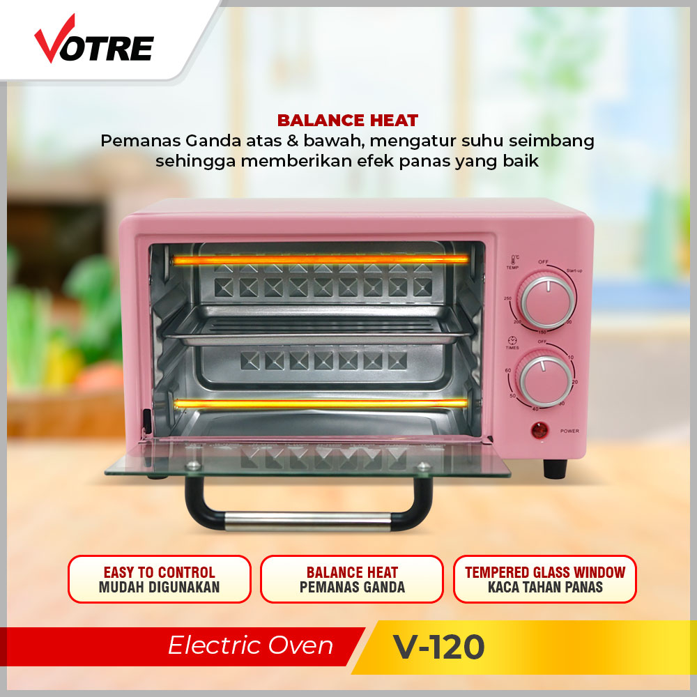 Votre Oven Listrik V-120 Pemanggang 12 Liter 2 Element 400 Watt Garansi Resmi 12 Bulan