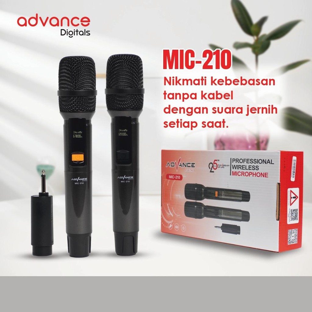 Advance Digitals MIC-210 Double Mic-Wireless Recharger digunakan untuk Souncard/Speaker Garansi Resmi 1 Tahun