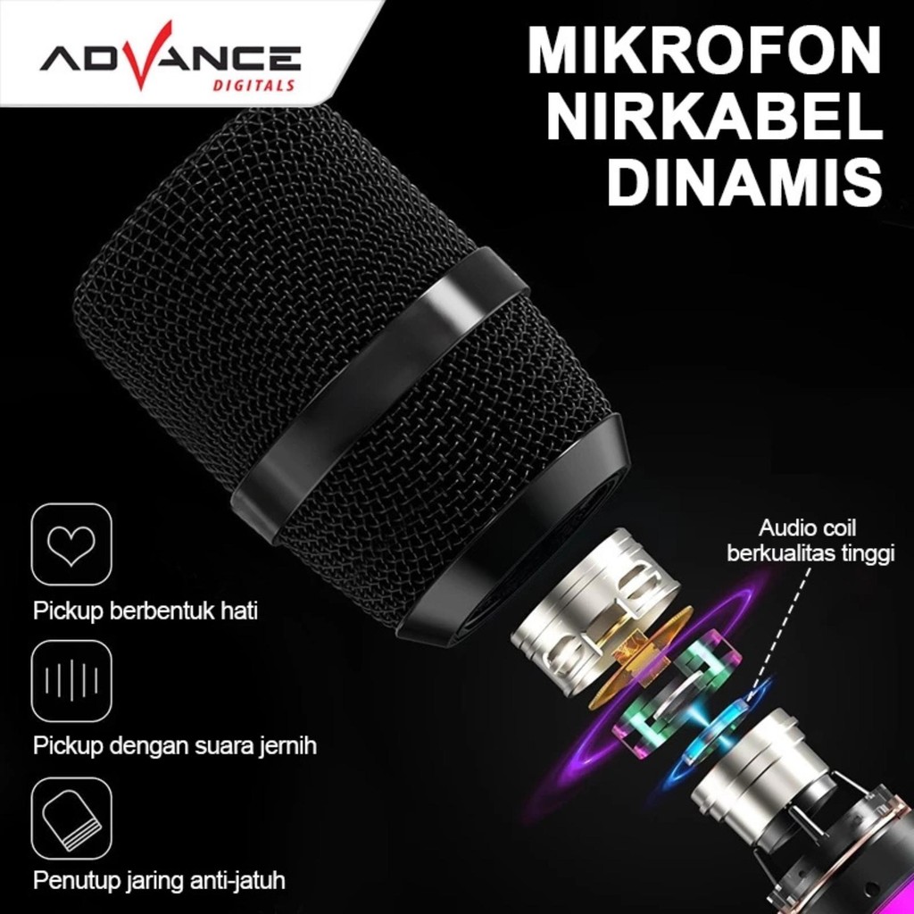Advance Digitals MIC-210 Double Mic-Wireless Recharger digunakan untuk Souncard/Speaker Garansi Resmi 1 Tahun