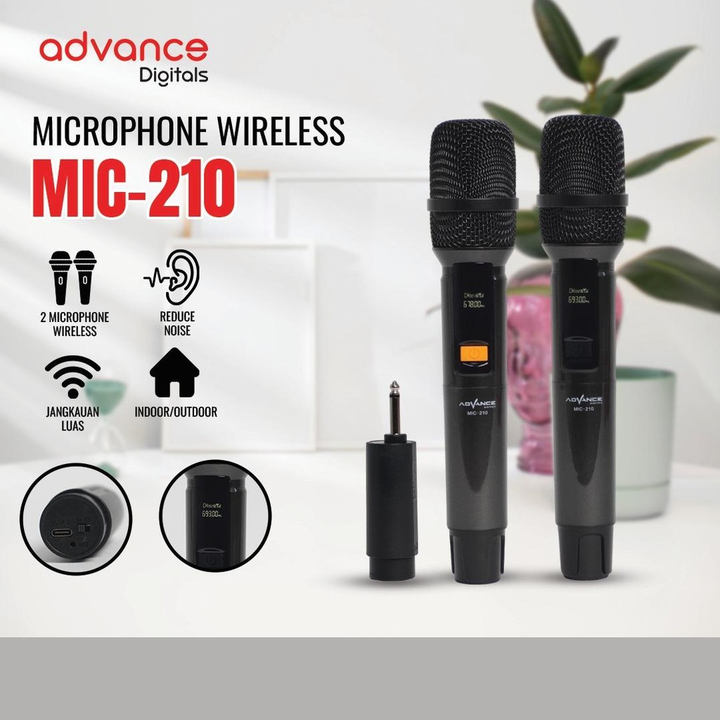 Advance Digitals MIC-210 Double Mic-Wireless Recharger digunakan untuk Souncard/Speaker Garansi Resmi 1 Tahun