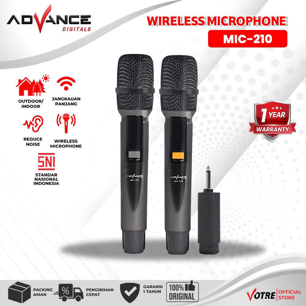 Advance Digitals MIC-210 Double Mic-Wireless Recharger digunakan untuk Souncard/Speaker Garansi Resmi 1 Tahun