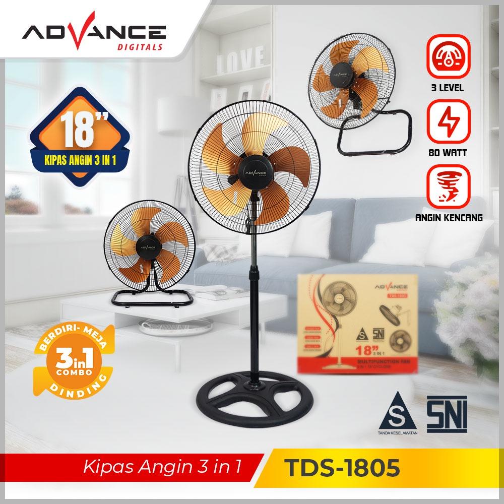 Advance Digitals Kipas Angin Tornado 3in1 TDS 1805 Stand/Wall/Desk 18 Inch Garansi Resmi 1 Tahun