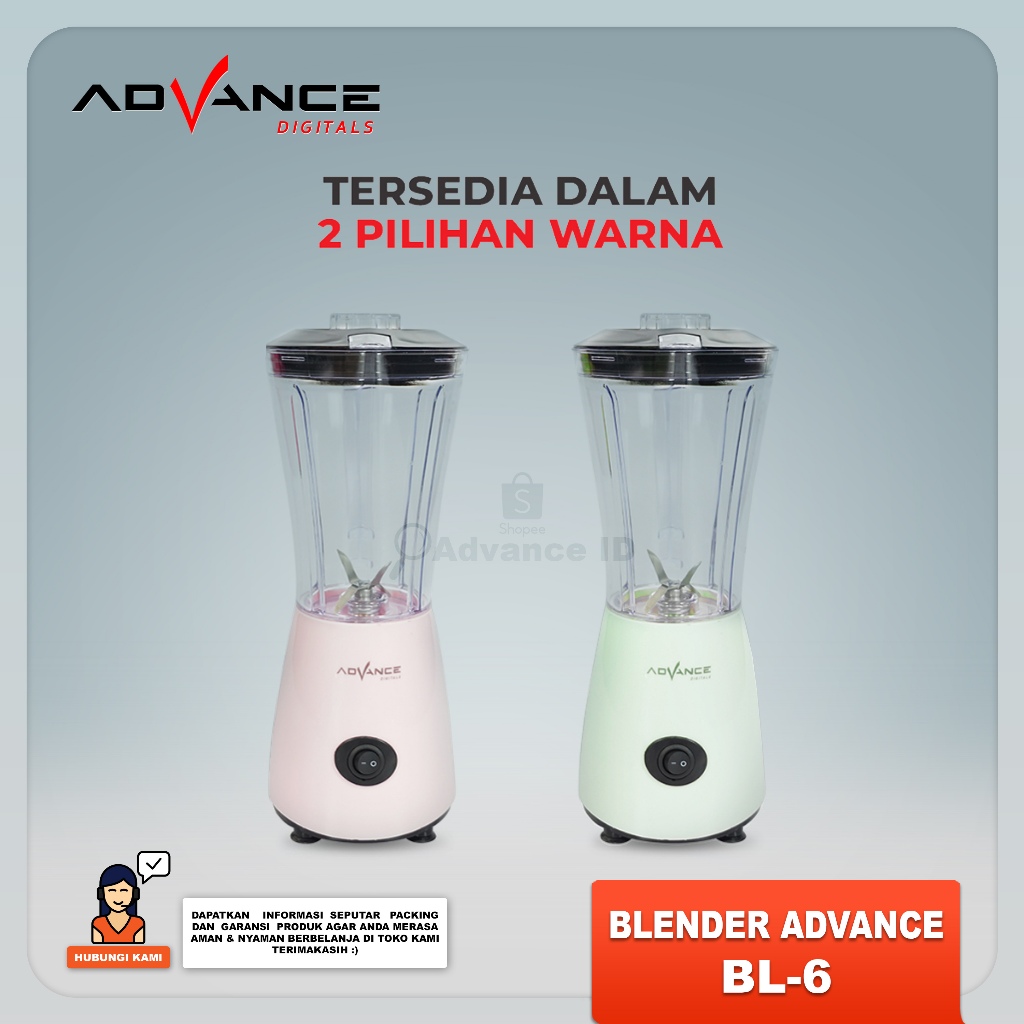 Advance Digitals BL-6 NEW! Blender Listrik Kecepatan variabel Penghancur Es 180 Watt Garansi Resmi 1 Tahun