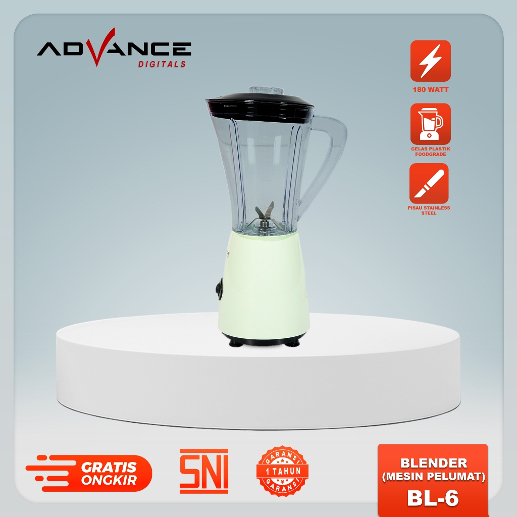 Advance Digitals BL-6 NEW! Blender Listrik Kecepatan variabel Penghancur Es 180 Watt Garansi Resmi 1 Tahun